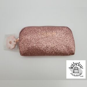 Coach Fragrance Mini Glittery Pink Pouch with Tea Rose Charm